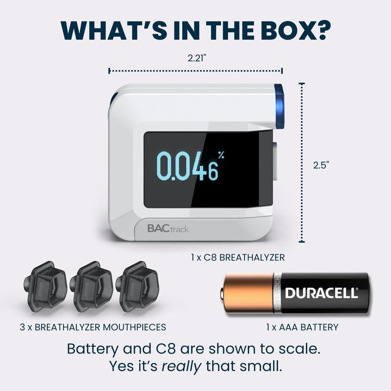 Bactrack C8 Breathalyzer | Professional-Grade Accuracy | Optional Wireless Bluetooth Connectivity | Compatible W/ Ios & Android Devices Portable