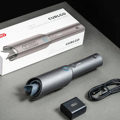 TYMO CURLGO - Cordless Automatic Curling Iron Negative Ionic with Comfort Handles Comfortable Handle Heated Curler Hair Curler Waver