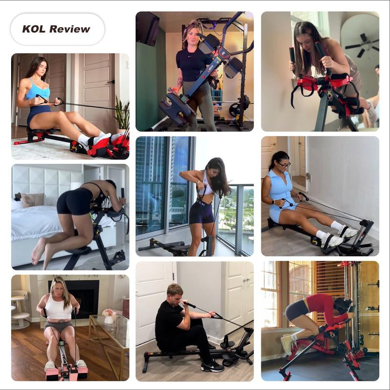 TOUSAINS 2 in 1 Abmachine Combine Rowing Machine with Adjustable Height,Levels and LCD Monitor, Foldable Abdominal Crunch| Stomach Workout Exercise Equipment at Home Fallfreshness