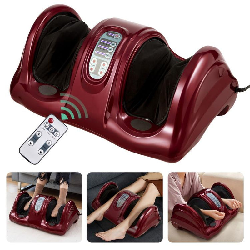Costway Shiatsu Foot Massager Machine, COSTWAY Deep Kneading Rolling Massage for Feet, Leg Calf Ankle, Electric Massager W/Remote, 4 Massage Modes, Burgundy-Deals for You Days