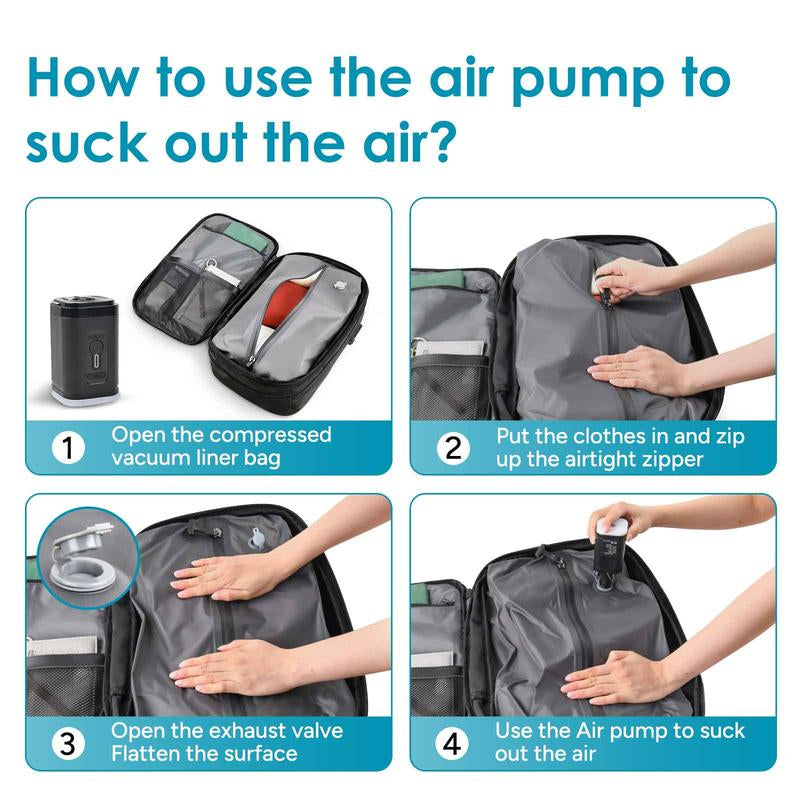 Travel Inspira, Carry-On Travel Backpack, 55L Expandable Vackpack with Vacuum Compression, Anti-Theft Travel Bags with Electric Pump,Travel Essentials