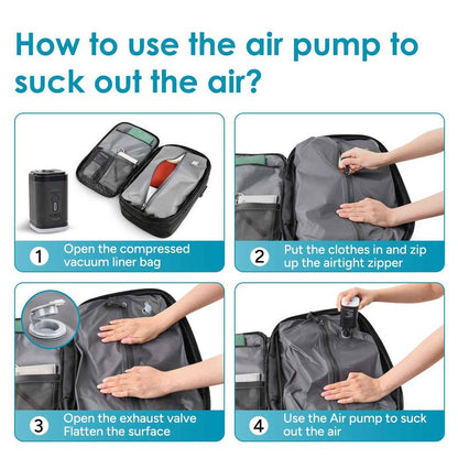 Travel Inspira, Carry-On Travel Backpack, 55L Expandable Vackpack with Vacuum Compression, Anti-Theft Travel Bags with Electric Pump,Travel Essentials