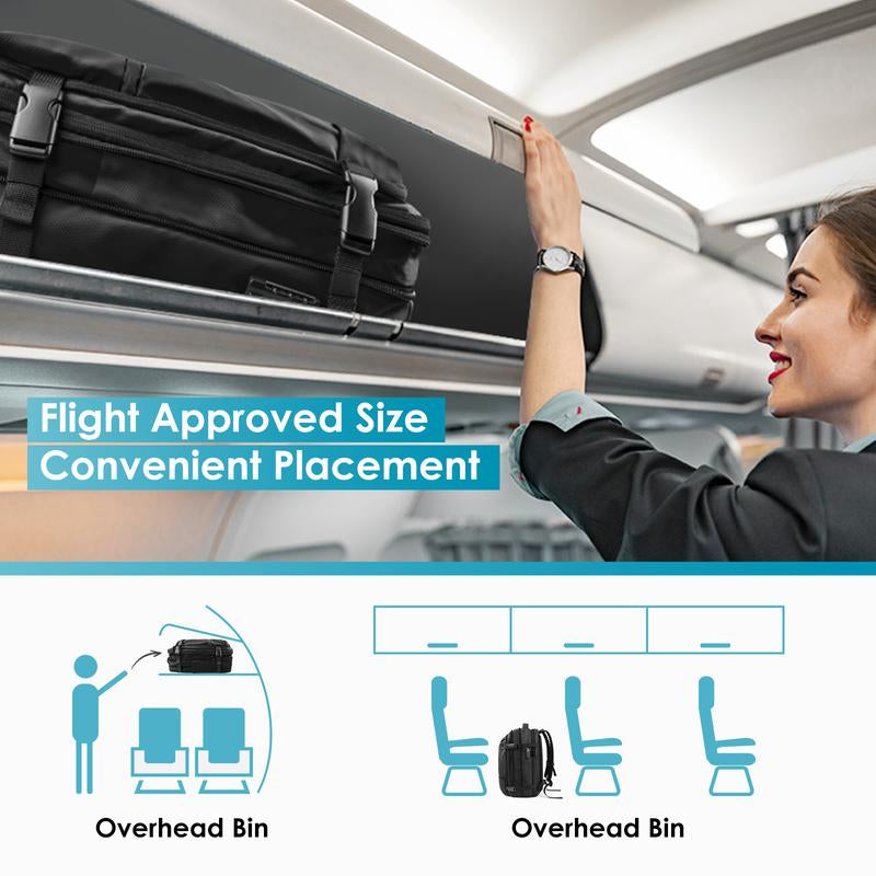 Travel Inspira, Carry-On Travel Backpack, 55L Expandable Vackpack with Vacuum Compression, Anti-Theft Travel Bags with Electric Pump,Travel Essentials