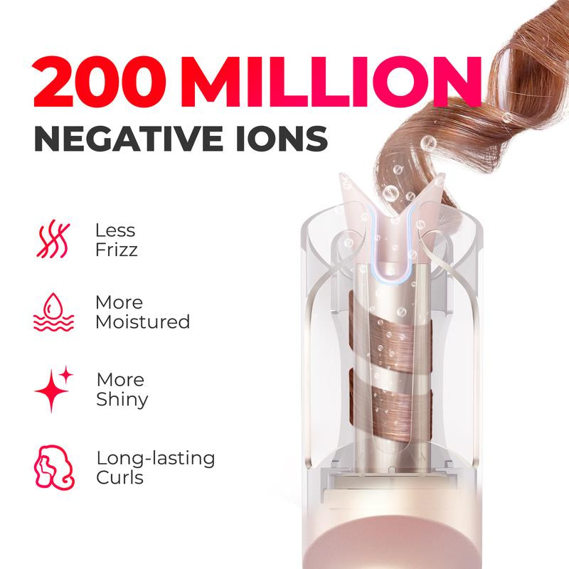 TYMO CURLGO - Cordless Automatic Curling Iron Negative Ionic with Comfort Handles Comfortable Handle Heated Curler Hair Curler Waver