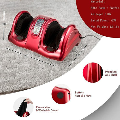 Costway Shiatsu Foot Massager Machine, COSTWAY Deep Kneading Rolling Massage for Feet, Leg Calf Ankle, Electric Massager W/Remote, 4 Massage Modes, Burgundy-Deals for You Days