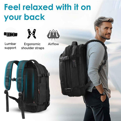 Travel Inspira, Carry-On Travel Backpack, 55L Expandable Vackpack with Vacuum Compression, Anti-Theft Travel Bags with Electric Pump,Travel Essentials