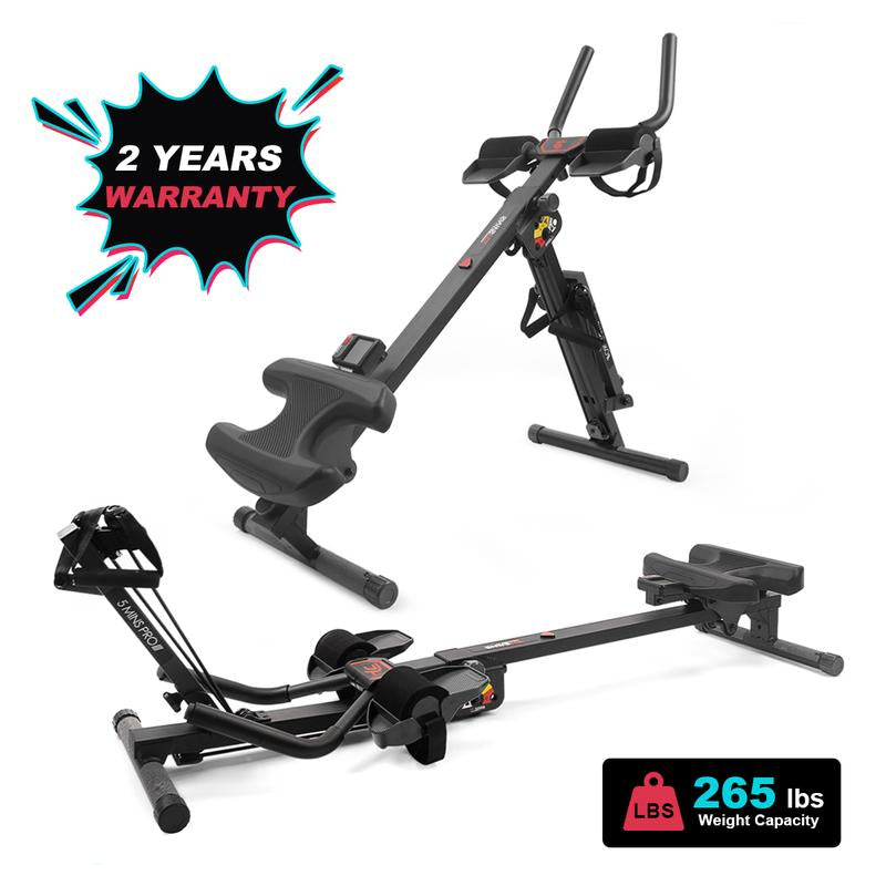 TOUSAINS 2 in 1 Abmachine Combine Rowing Machine with Adjustable Height,Levels and LCD Monitor, Foldable Abdominal Crunch| Stomach Workout Exercise Equipment at Home Fallfreshness