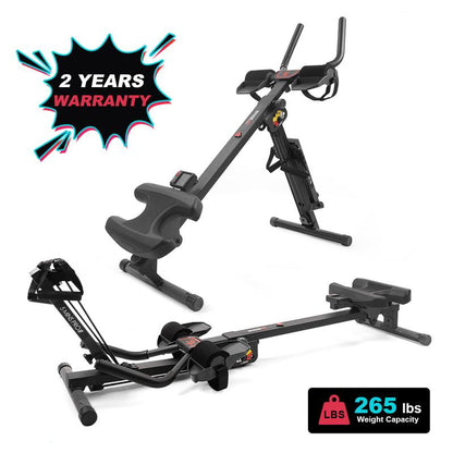 TOUSAINS 2 in 1 Abmachine Combine Rowing Machine with Adjustable Height,Levels and LCD Monitor, Foldable Abdominal Crunch| Stomach Workout Exercise Equipment at Home Fallfreshness